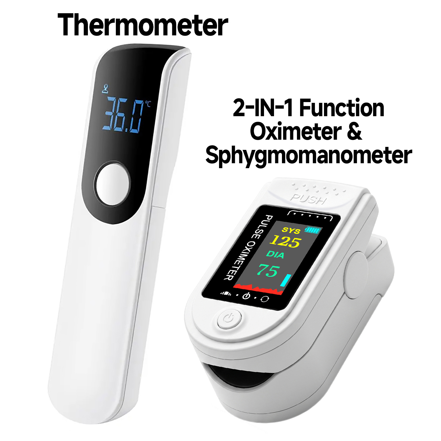 Pulse Oximeter - Mini Termometre, Tıbbi Vücut Sıcaklığı Ölçüm